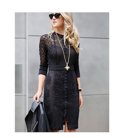 Anthropologie Byron Lars Dresses & Skirts - Anthropologie Byron Lars Beguile Mona Black Lace Button Front Dress Lace Size 2